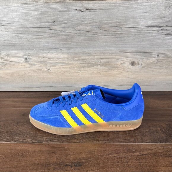 adidas Gazelle Indoor Mens Size 10.5 Blue Pure Sulfur Gum JQ2691 - Picture 2 of 9